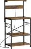 Kitchen Bakers Rack with Power Outlet, Coffee Bar Table 4 Tiers, Kitchen Microwave Stand with 6 S-shaped Hooks 2