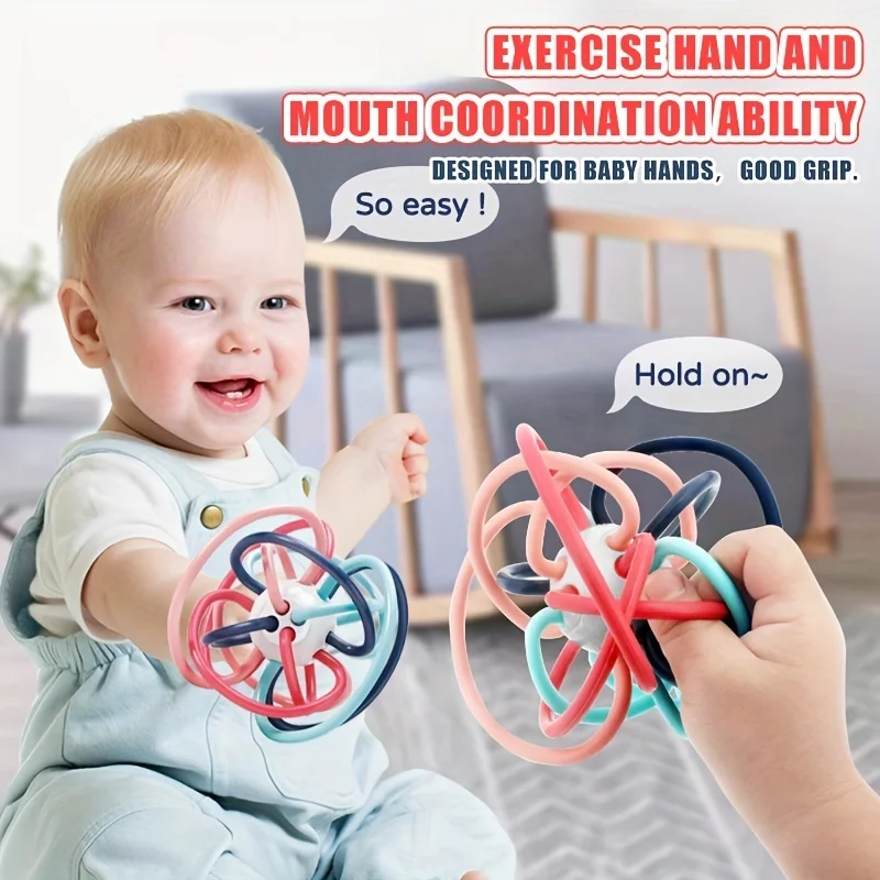Baby Grasping Ball Toy Baby hand grasping ball baby Manhattan ball teeth glue rattle hand holding soft glue used to grasp and bite training puzzle
