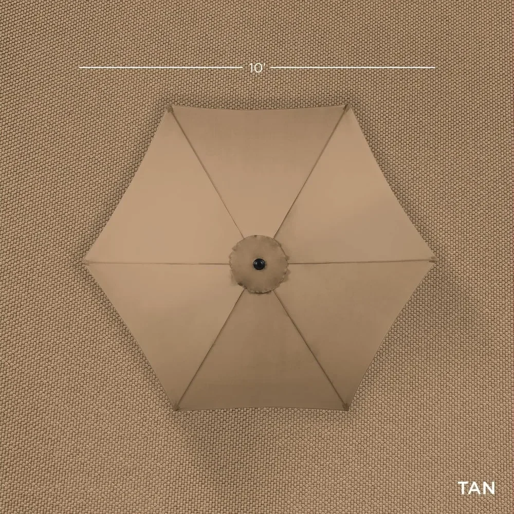 10ft Outdoor Steel Polyester Market Patio Umbrella w/Crank, Easy Push Button, Tilt, Table Compatible - Tan 4