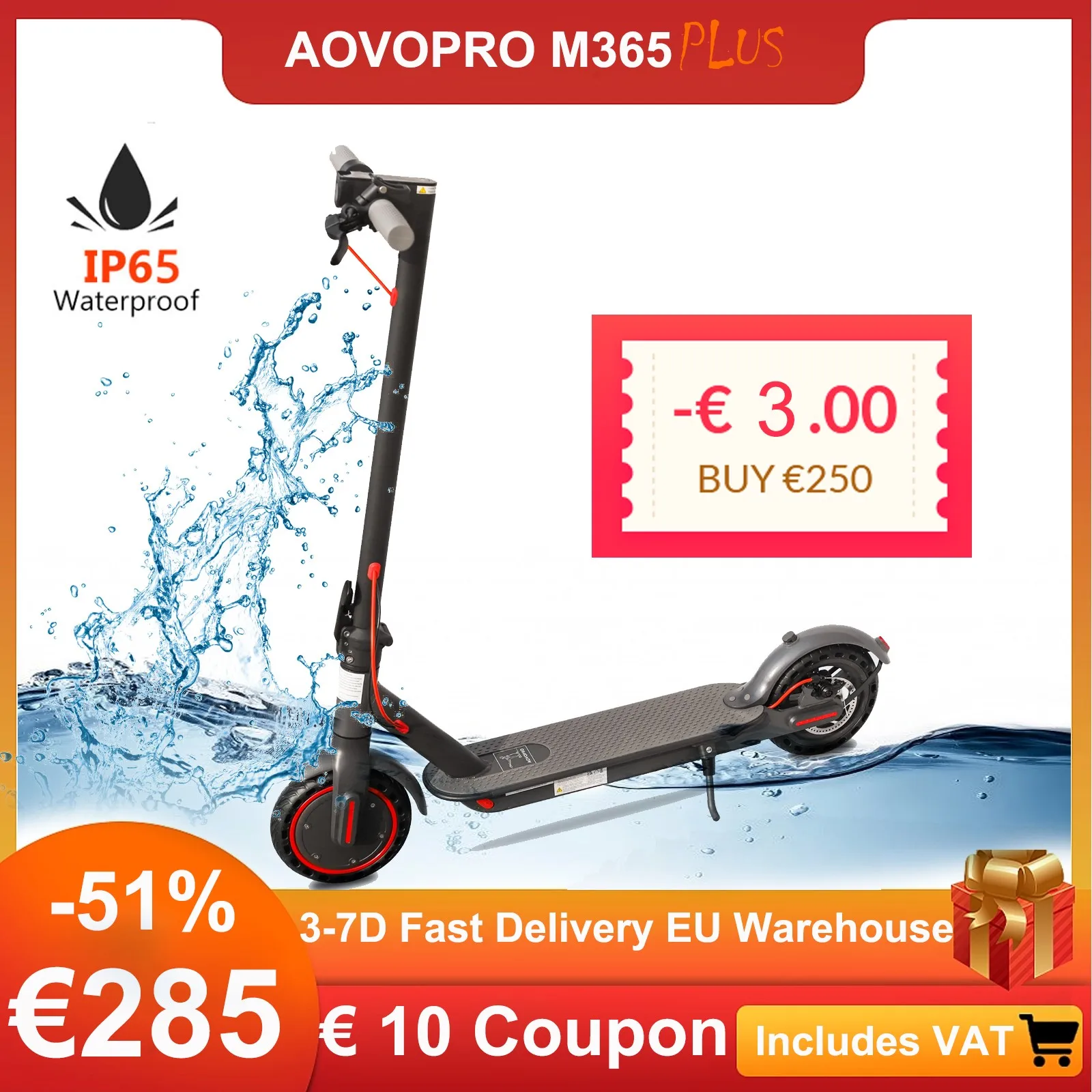 Aovopro M365 350W Scooter Elettrico 10.5Ah 31 Km/H Velocità Massima Pieghevole Adulti Scooter Elettrico 8.5 Pollici Off Road App Smart Escooter