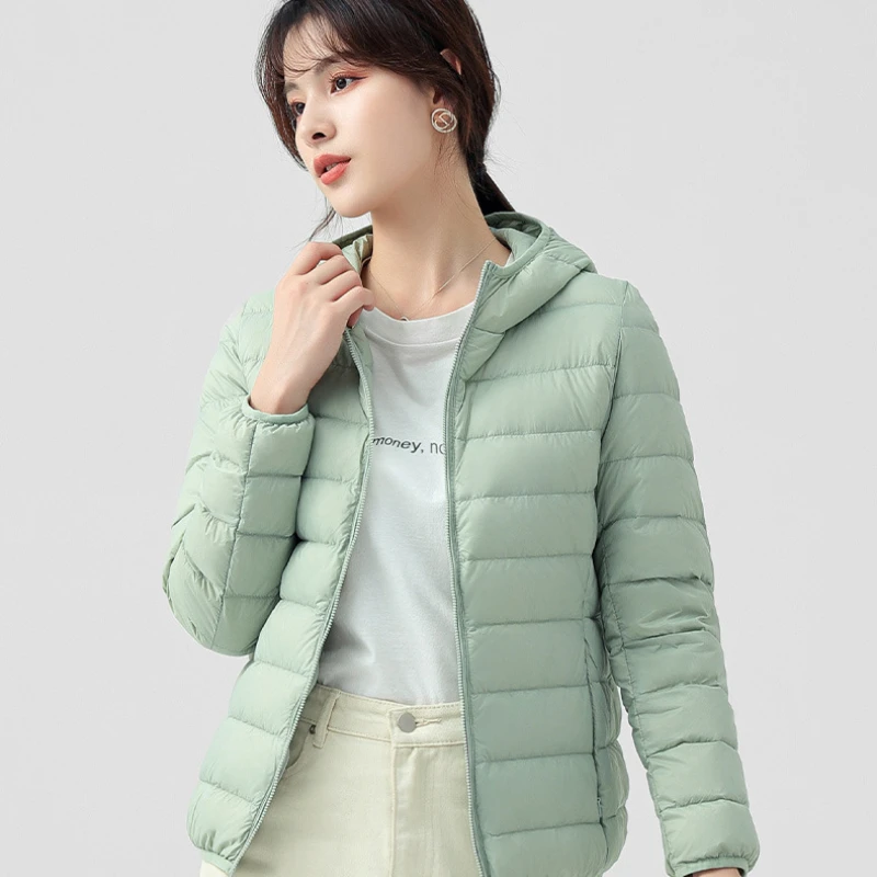 2023 New Women Down Jacket Winter Coat Female Lightweight Short-length Parkas Loose Warm Simple Outwear Hooded Slim Overcoat