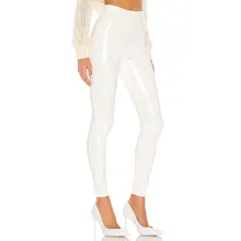 Shiny Womens Leggings PU Leather White PVC Pants Shiny white PU leather leggings slim fit for women