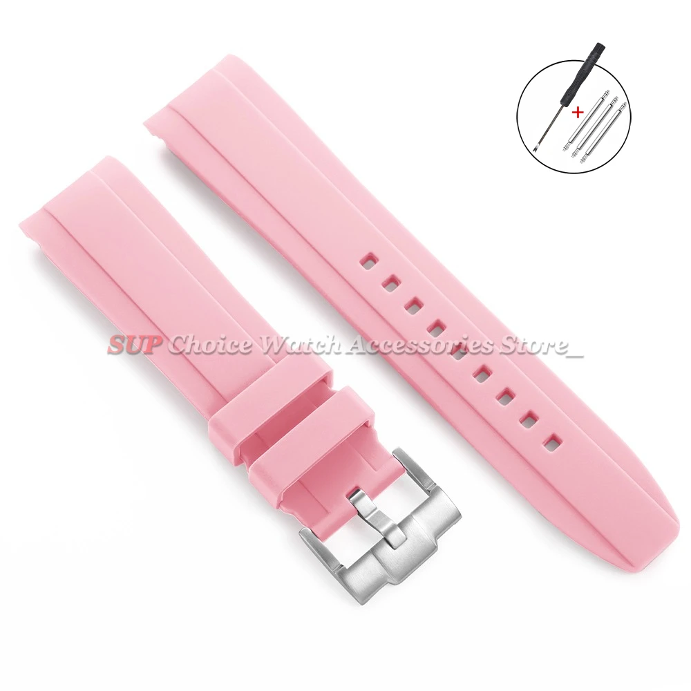 High-Quality Silicone Rubber Sport Watch Band with Curved Ends - Waterproof Bracelet