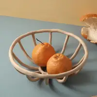 Brief Nordic Resin Hollow Fruit Tray Home Living Room Desktop Plate Snack Bowl Crafts For Shop House Cafe Festival Decoration 1