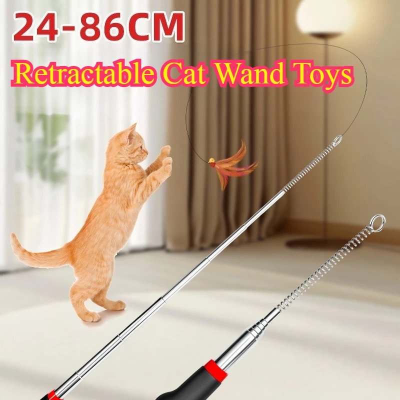 Interactive Retractable Wand Toy for Indoor Cats - Engaging and Entertaining Kitten Playtime Toy