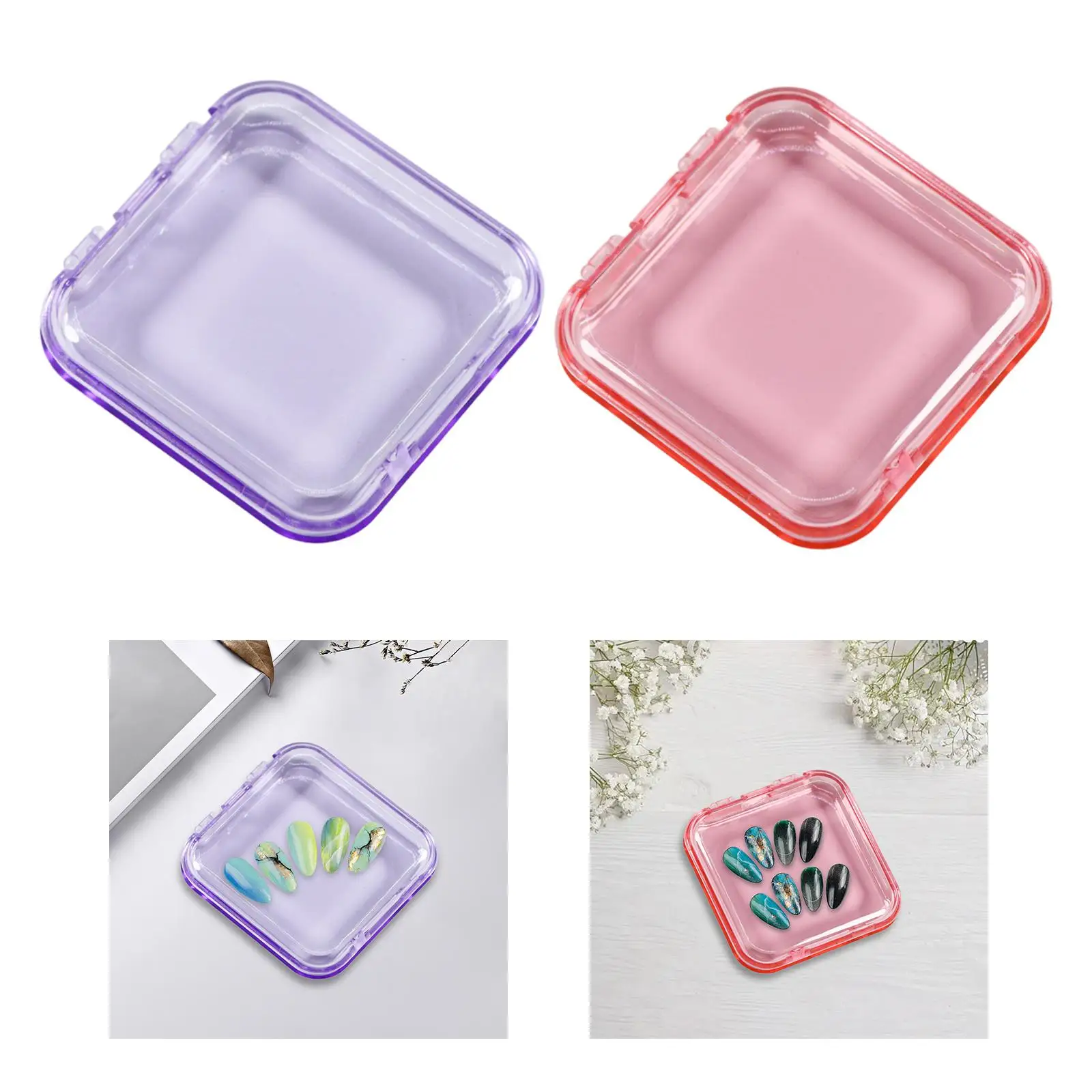 10x Press on Nail Storage Boxes Small Nail Packing Box Nail Tips Display Holder Artificial Nail Display Case for Nail Salon Home