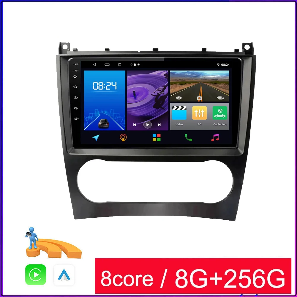 

Wireless CarPlay Android Auto 9 Inch Car Radio For Mercedes Benz C Class W203 2005-2009 C200 C230 C240 C320 C350 DSP RDS