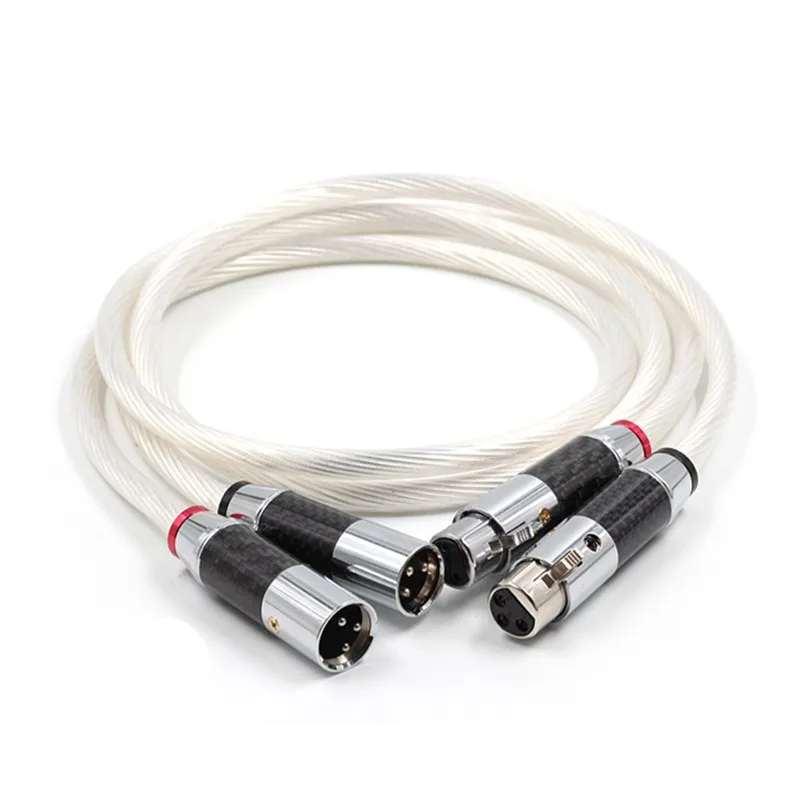 

7N OCC Pure Copper Silver Plated Audio Balance Cable Hifi XLR Cable With Carbon Fibert Silver Plated XLR Plug Connector