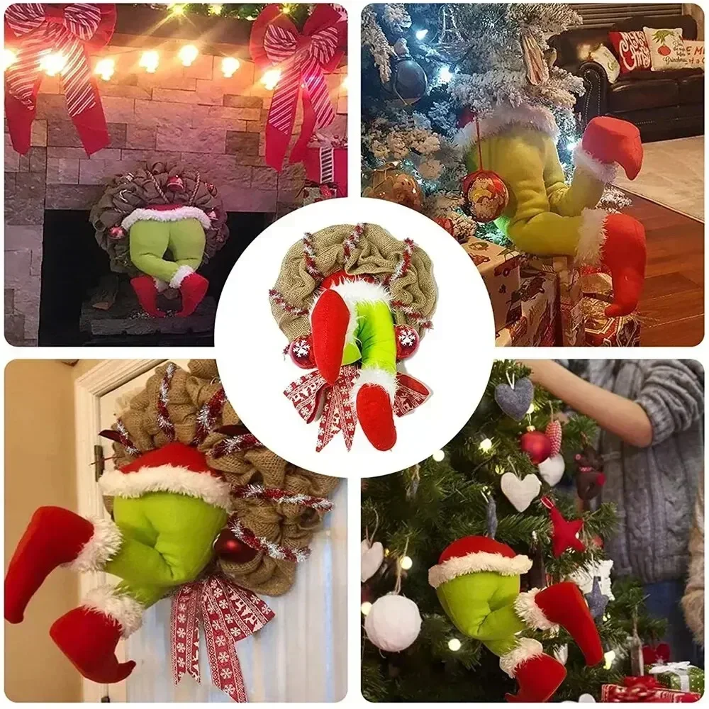 Thief Burlap Stealer Cotton Linen Christmas Design Garlands Pendent Hanging Ornament Home Front Door Wreath Hoop Xmas Decoration