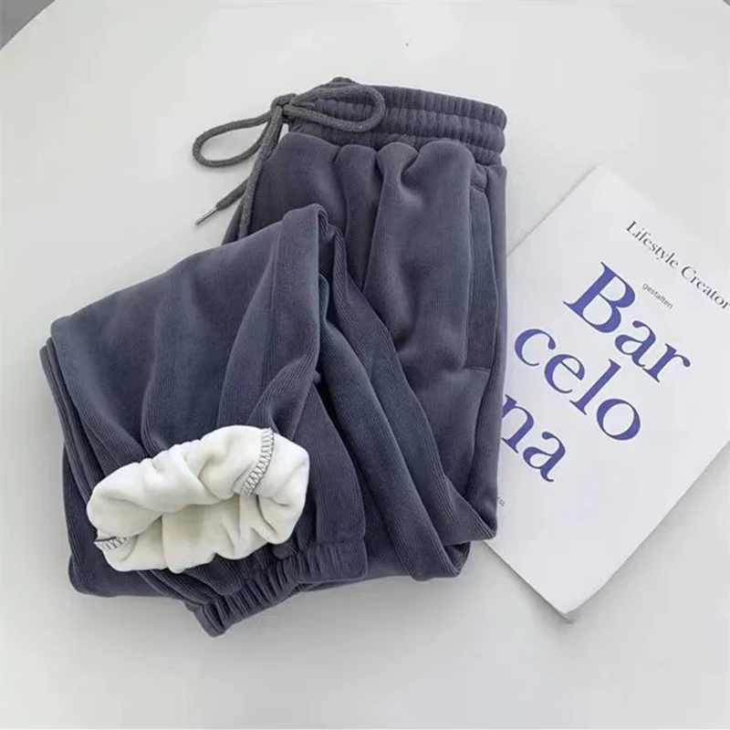 Winter Thick Warm Women Harem Pants 4Xl Oversized Casual Elastic Waist Velvet Sweatpants Female Solid Fleece Jogging Trousers