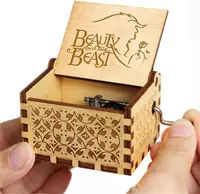 Wooden Music Box Beauty and Beast Hand Cranked Home Decoration Carved Musical Box Valentine's Day Birthday Gif 2
