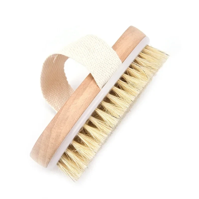 1PC Natural Bristle Brush Wet Dry Skin Body Bath Brush Exfoliating Cleansing Scrubber Brush Body Manual SPA Shower Gentle Massag