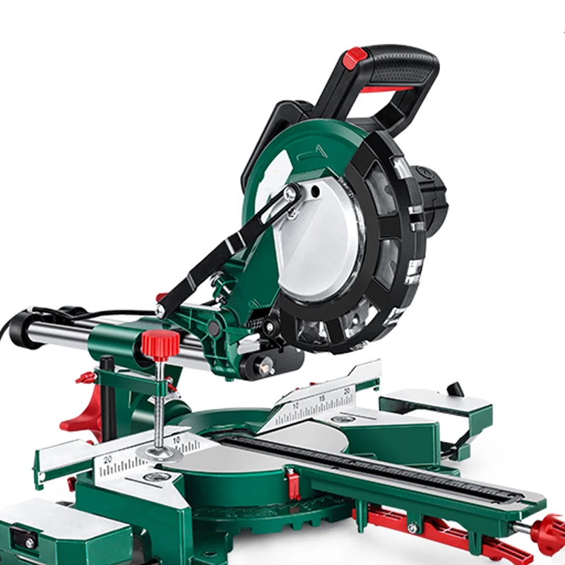 

8-дюймовая Бытовая пила, деревообрабатывающий Тяговый стержень, торцовочная пила 220 В/1700 Вт, машина для резки алюминия, 45-градусный лазерный позиционирование, торцовочная пила