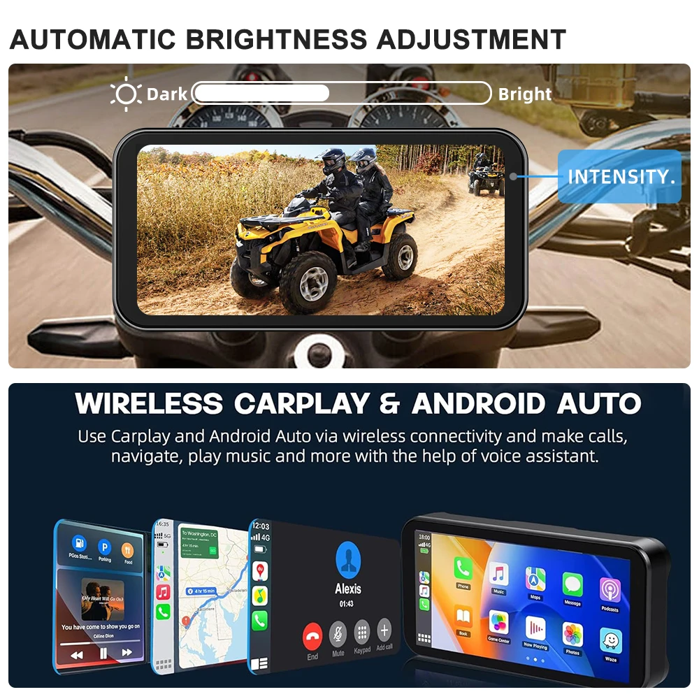 Motorcycle DVR 6.25 Inch Dash Cam Drive Recorder Carplay 2K Sony Dual Camera Front Rear TPMS Navigation Motorcycle Accessories - Image 2