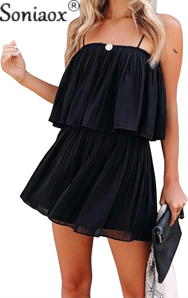 Women's Sweet Style Sleeveless Sling Jumpsuit Female Summer Solid Color Wide Leg Pleated Shorts Casual Women's Backless Rompers