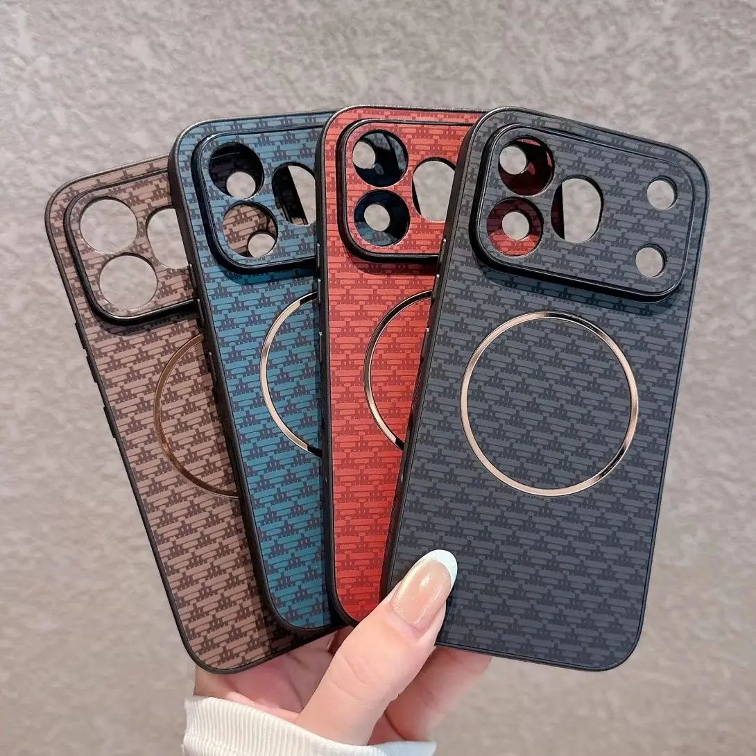 Kevlar Carbon Fiber Mountain Pattern Magnetic Case with Magsafe Wireless Charging Capability