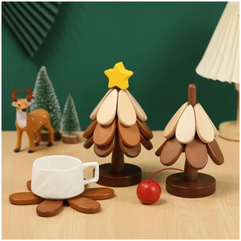 Tappetino isolante per albero Tavolo da pranzo in legno massello Tappetino antiscottatura Tappetino per vaso Regalo per festival Decorazione domestica creativa e personalizzata 1