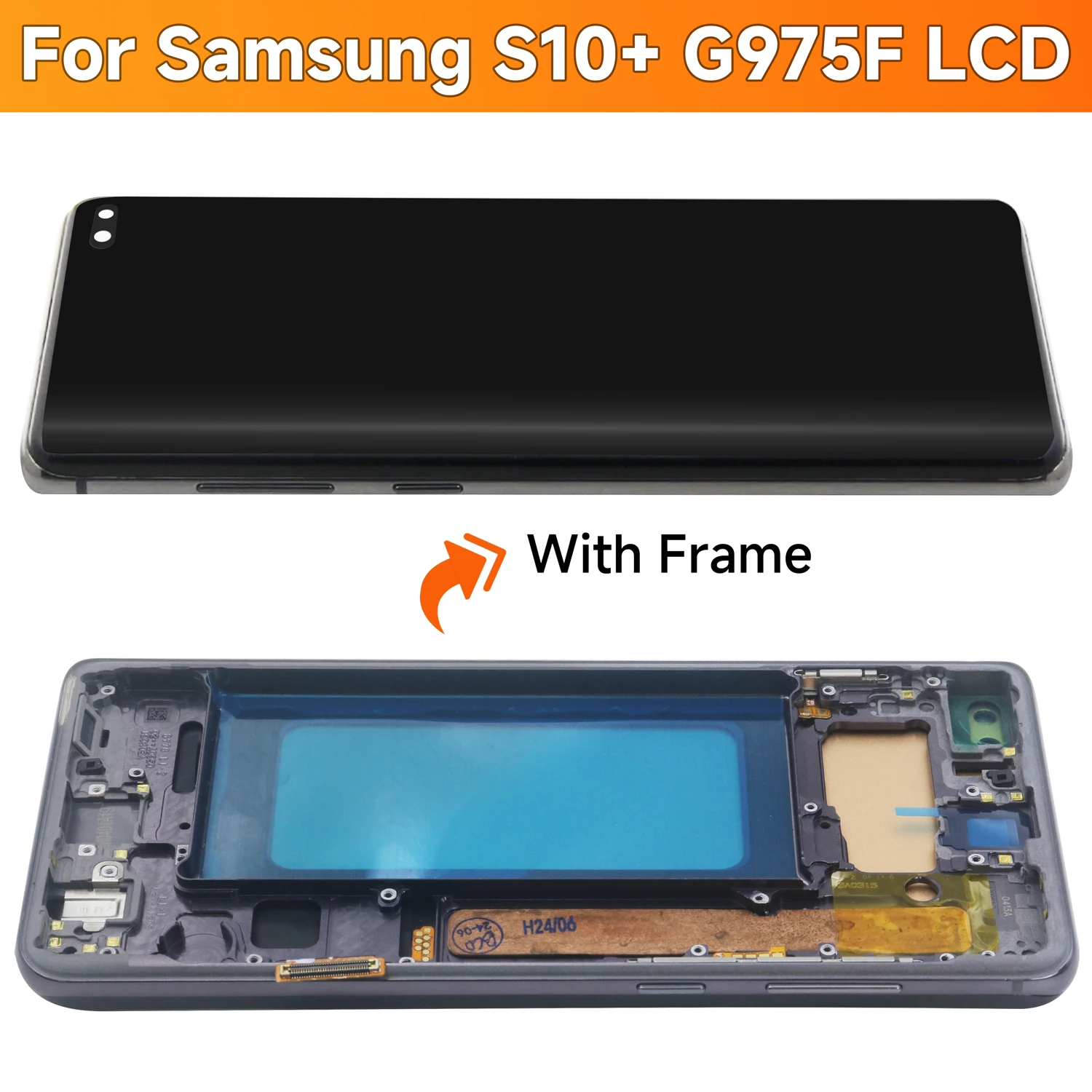 테스트된 S10 플러스 LCD, 프레임 포함, 삼성 S10 + G975 G975F/DS 디스플레이, 터치 스크린 디지타이저 어셈블리 교체
