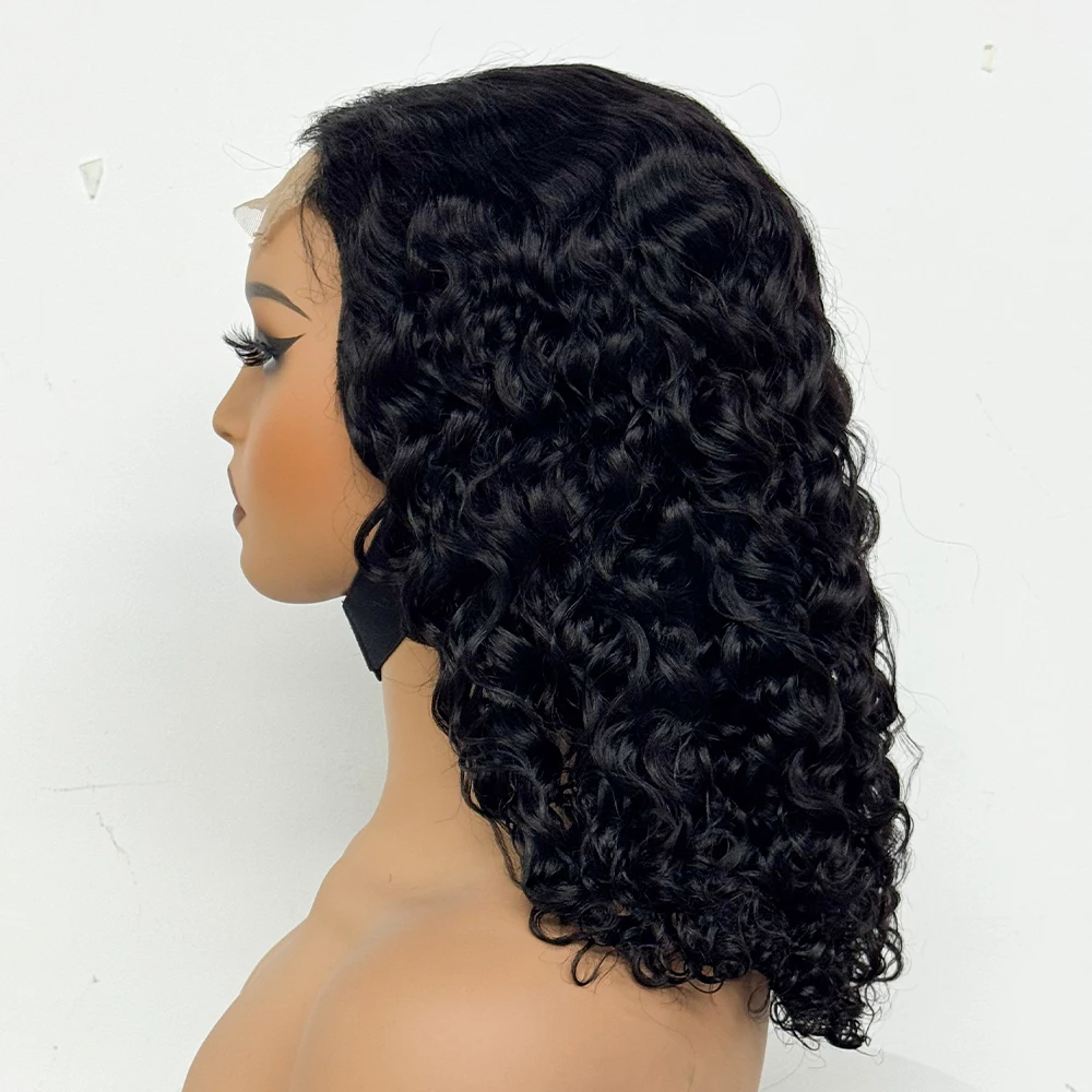 4x4 Lace Closure Frontal Wigs 250% Density Water Wave Human Hair Wigs Curly Hair Real Human Hair Wig 16inches Wigs for Women