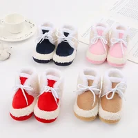 Baywell Baby Boots Newborn Winter Plush Snow Booties for Infant Boys Girls Soft Comfortable Lace Up Warming Shoes 3