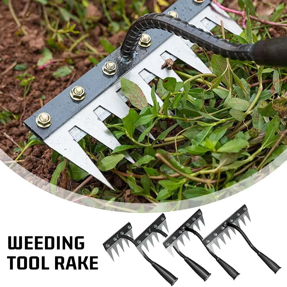 Weedscreen Rake 5/6/7/8 Teeth Garden Weeding Rake Carbon Steel Removable Rake Soil Hoe ...