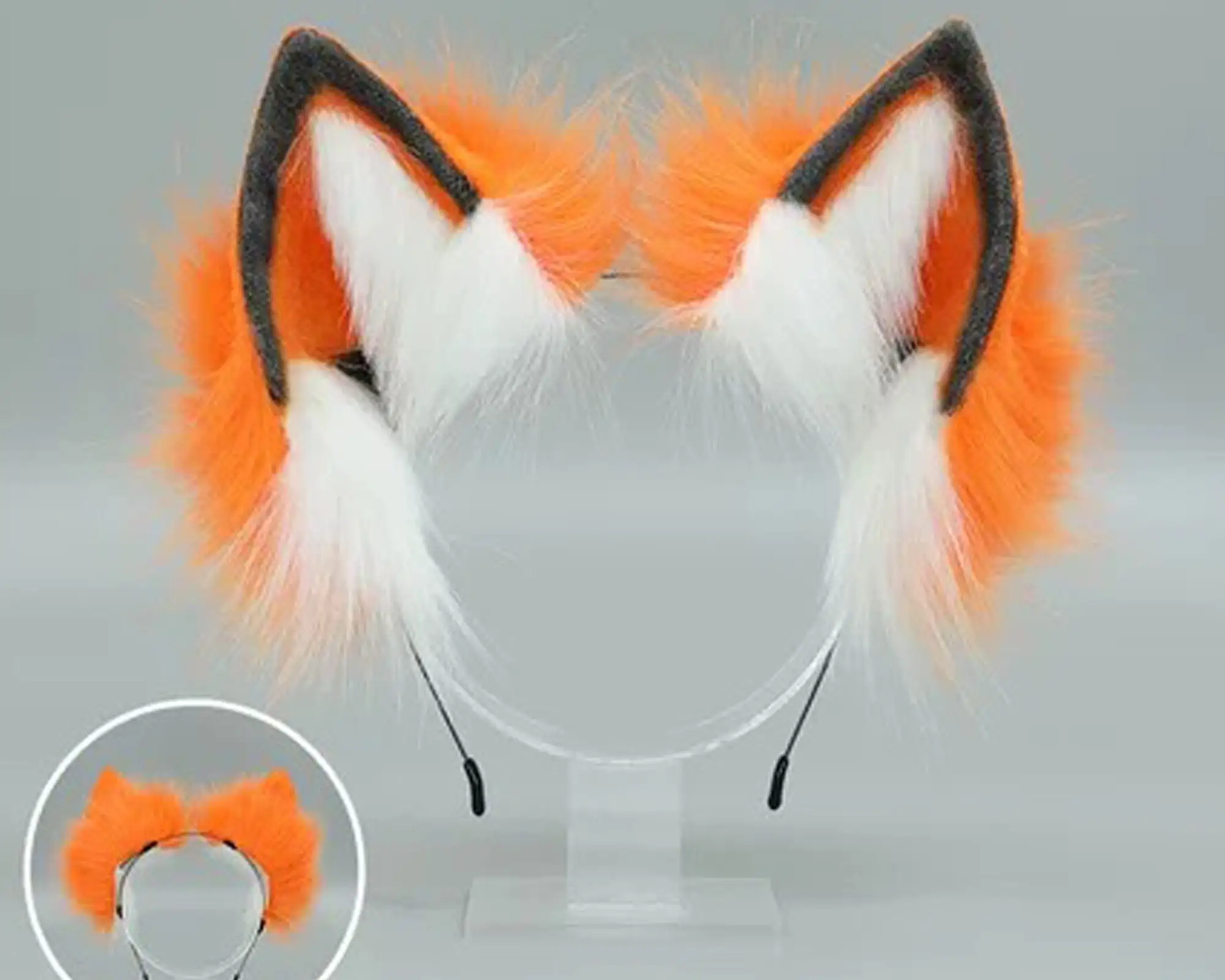 Fox ears Cosplay anime headdress, cat ears headband, kitten ears, anime ears, role play, Halloween, orange fox and tail