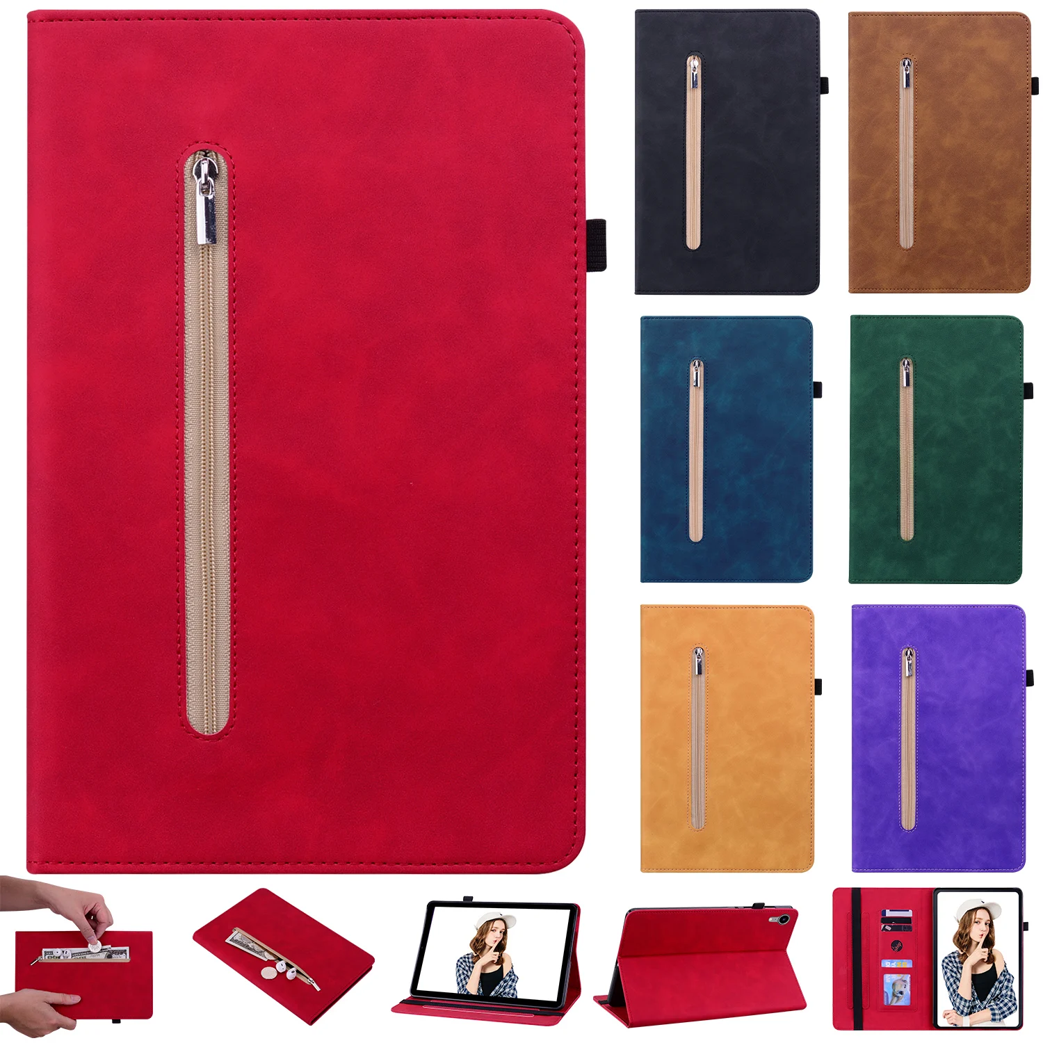 Custodia In Pelle Con Cerniera Per Ipad 2022 10.9 Pro12.9 2020 4Nd 2021 5Nd Generazione A2069 A2379 A2461 A2233 Custodia A Portafoglio Per Borsa Con S