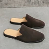 Half Shoes For Men Mules 2022 Suede Leather Italian Slip On Flat Summer Mens Casual Shoes Breathable Loafers Slippers Man Slides 6