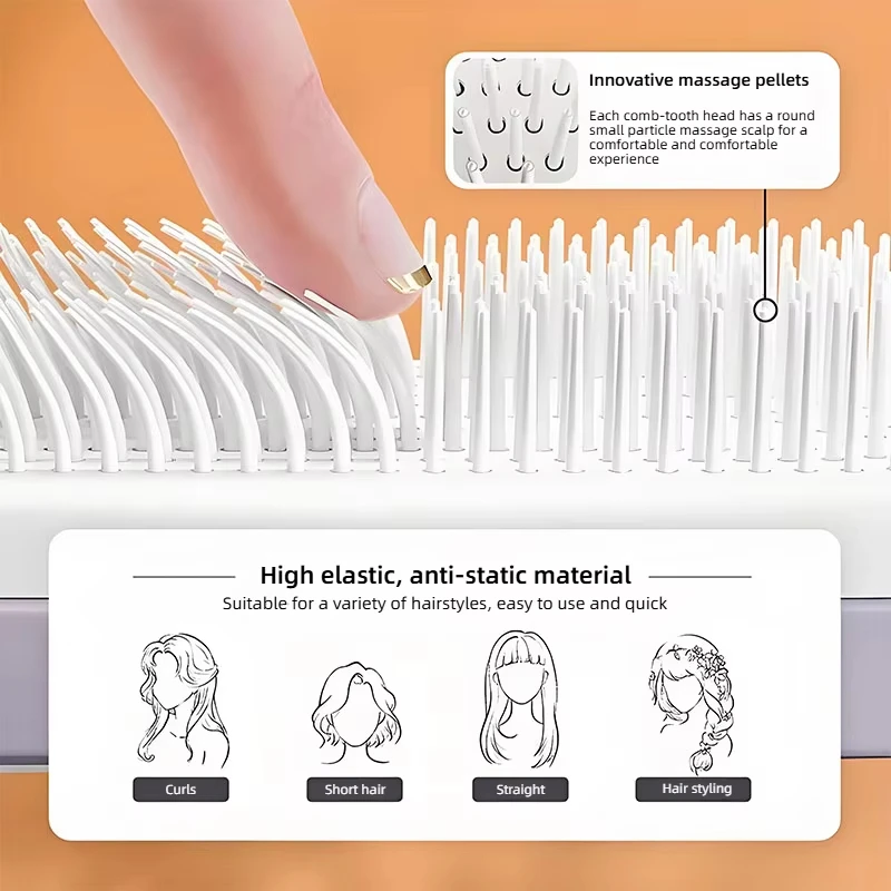 Rotatable Self Cleaning Hair Brush Telescopic Massage Airbag Comb Telescopic Cleaning Anti-static Hairdressing Air Cushion Comb