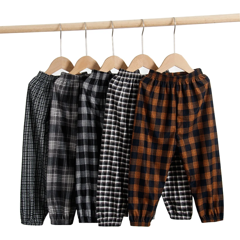

Plaid Pants for Boys Loose Casual Girls Sweatpants Elastic Waist Children's Clothing Autumn School Teenager Trousers 12 13 Years