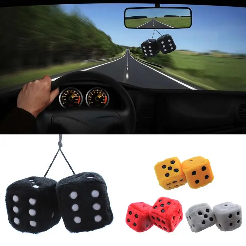 CarDiceOrnamentWhiteDiceWithBlackDotsFuzzyDicesNostalgic