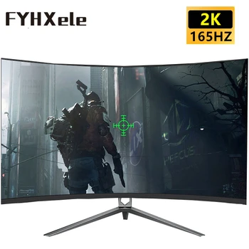32 인치 2K 165Hz 곡선 PC VA 패널 모니터 QHD LED 디스플레이 데스크탑 게임용 컴퓨터 화면, FreeSync G-Sync MPRT 1ms 2560*1440