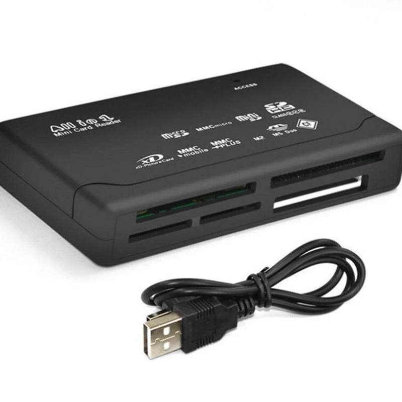 قارئ بطاقات USB المتطرفة مايكرو SD MMC Mini XD M2 MS DUO TF كاتب بطاقة الذاكرة الكمبيوتر اللوحي محول نقل البيانات المحمول