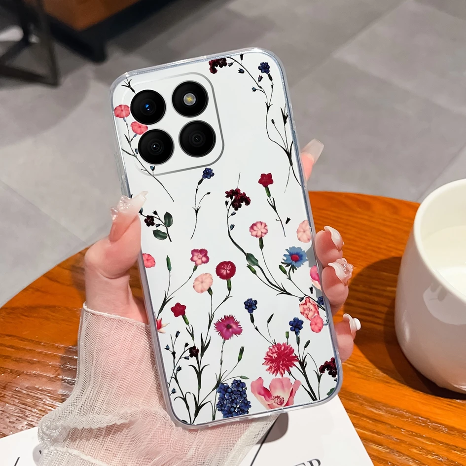 Clear TPU Silicone Soft Protective Case with Pretty Butterfly Bear Design for 6.75-Inch Smartphones