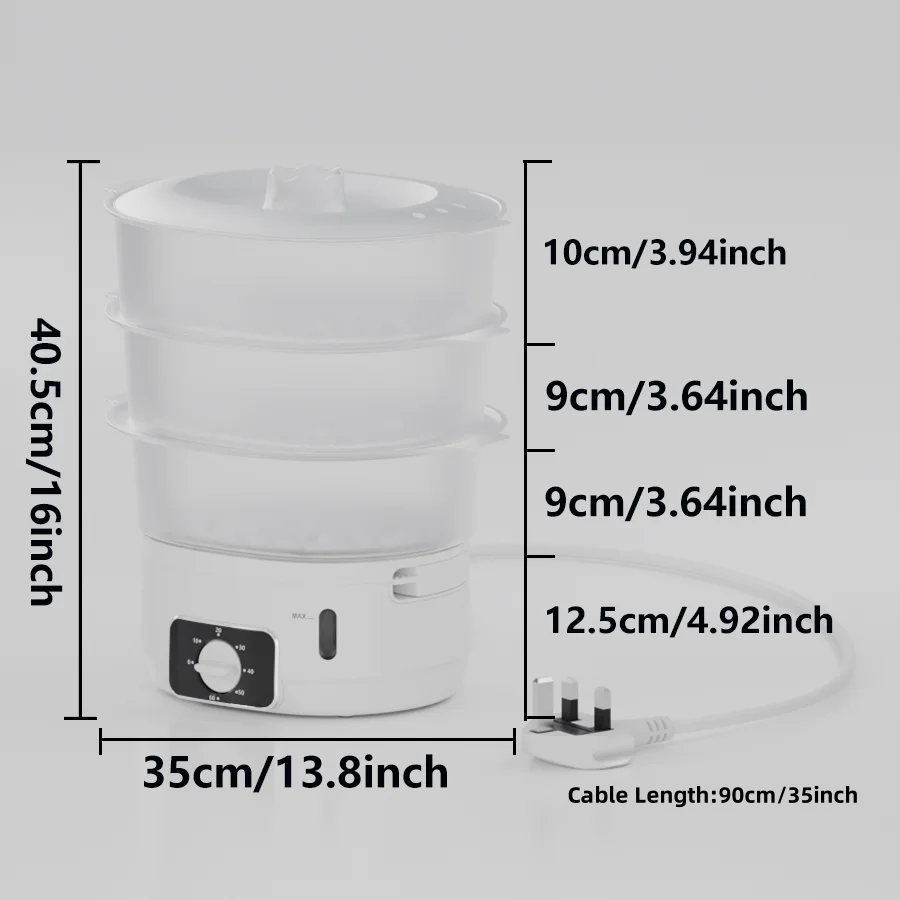 UK 3 Separated Tiers For Easy-Taking And Storage 13L Capacity Transparent Pot Lid With Detachable Fast Easy Steamer Home Usage 3