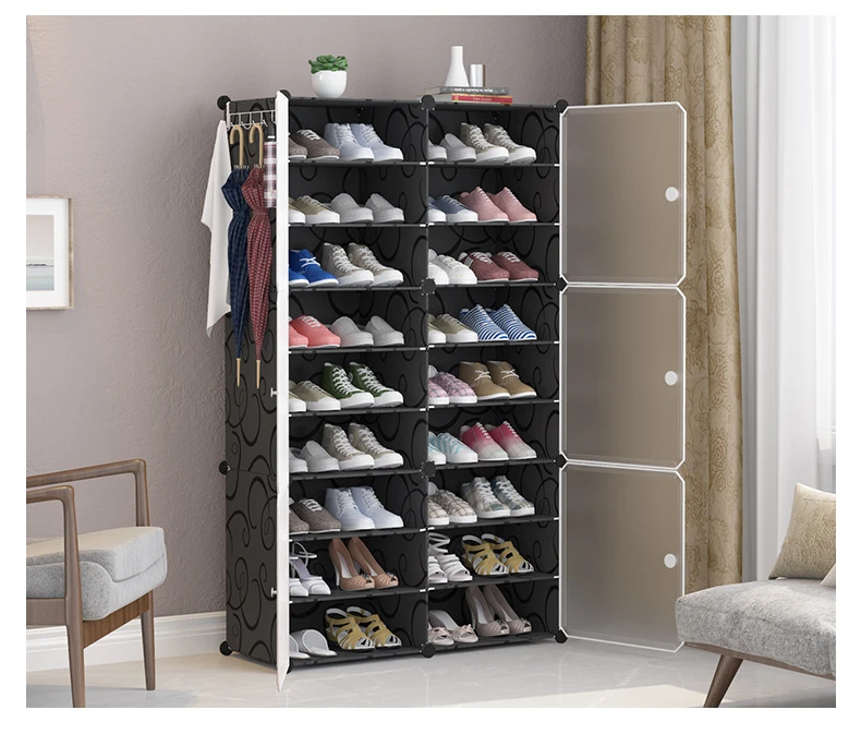 Multi-Layer Shoe Rack with Handbag Storage Size: 3 Column 7 Layer