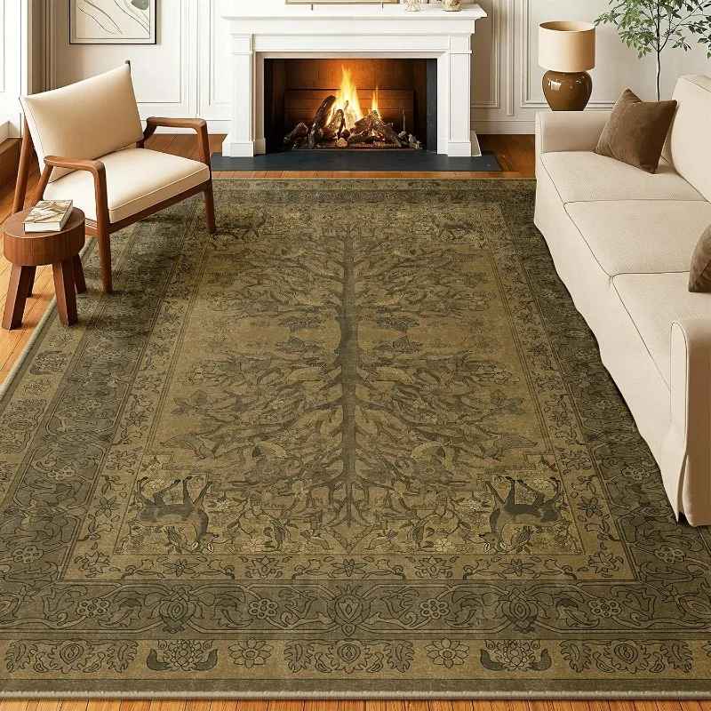 Floral Living Room Carpet Tree Life Art Design Bedroom Soft Rug Home Decoration Machine Washable Non-slip Cloakroom Mat 러그 Tapis