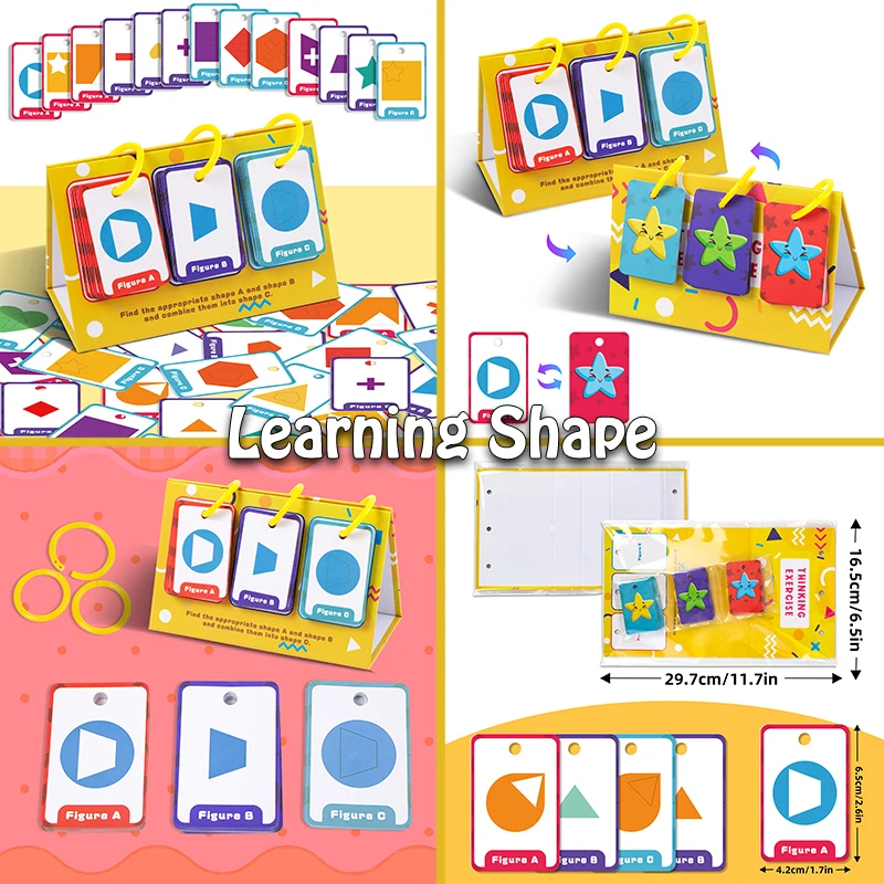 Educational Learning Cards for Kids with Color Shape Animal