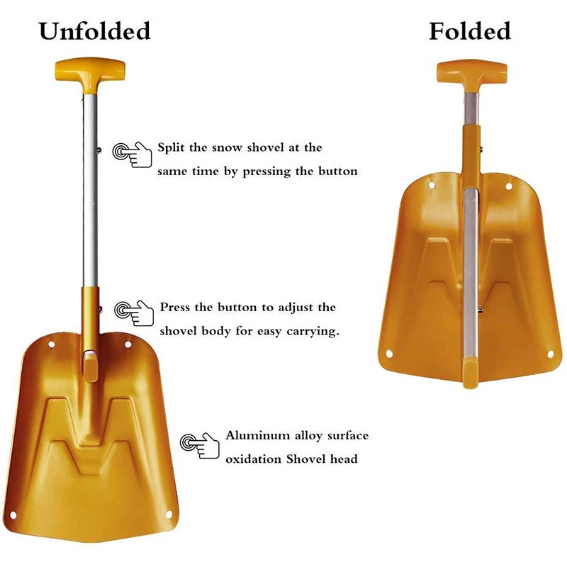 Hot-A80P-Lightweight Collapsible Snow Shovel, Portable Adjustable Aluminum Emergency Shovel, Foldable Telescopic Winter Shovel F