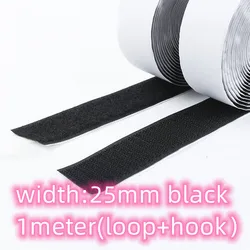 High - Strength Self - Adhesive Hook and Loop Fastener Tape - 1meter loop and hook (25mm balck 1piar)