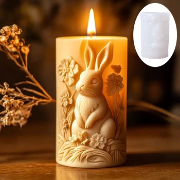 Rabbit Relief Candle Mold 1