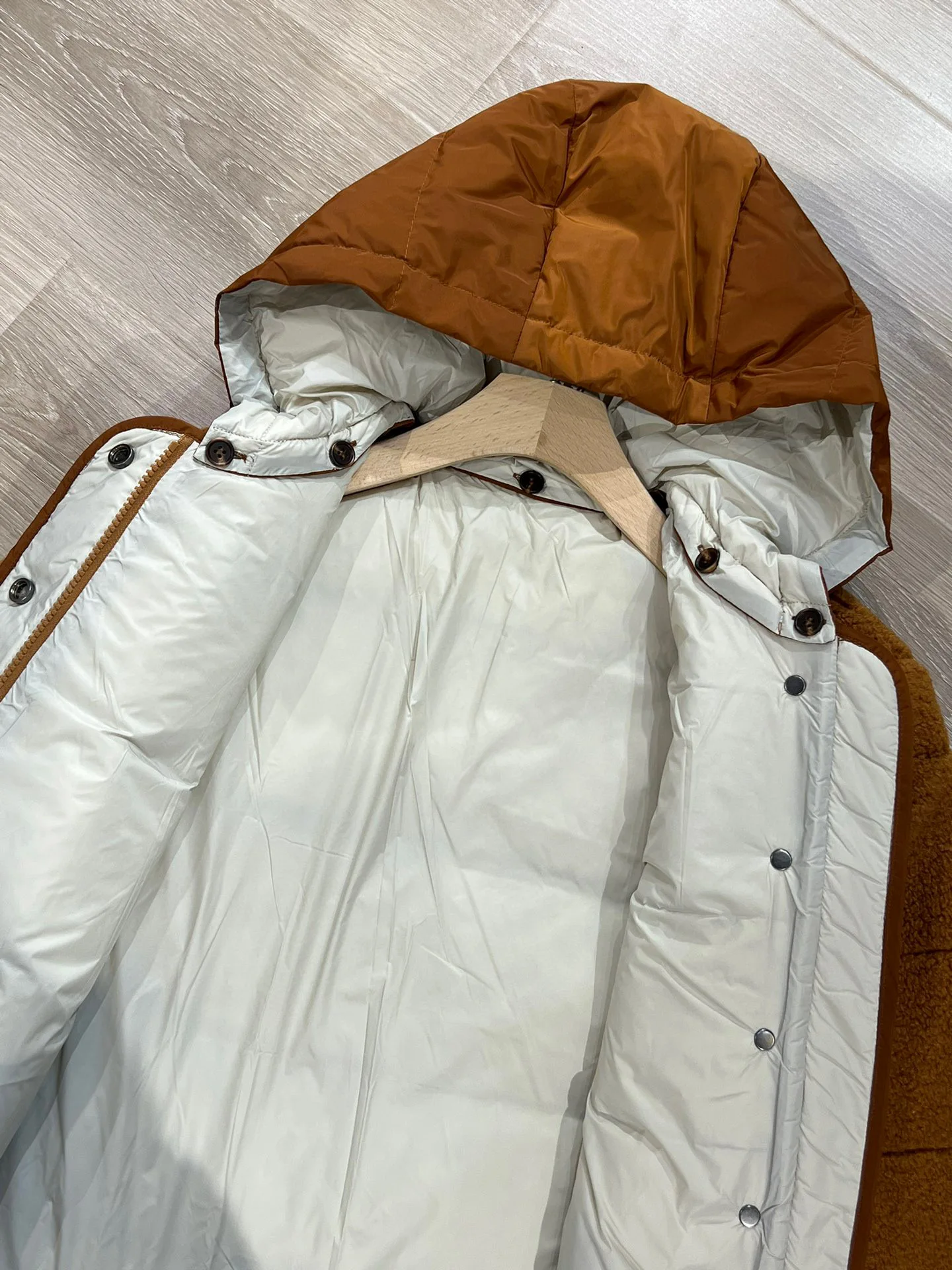 Goose Down Paneled Coat, Plush Hooded Coat, Casual Style