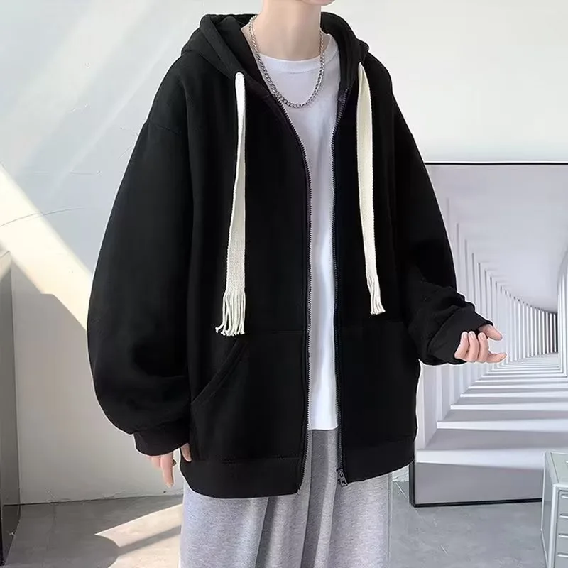 Zip Fleece Hoodie Mens Hoodie Casual Coat Zip Hoodie Men Zip Solid