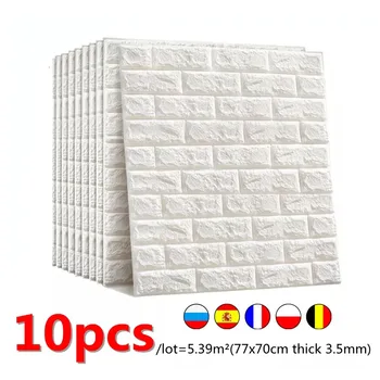 10pcs 3D Wall Sticker Imitation Brick Bedroom Decoration Waterproof Self Adhesive Wallpaper For Living Room Kitchen TV Backdrop 1