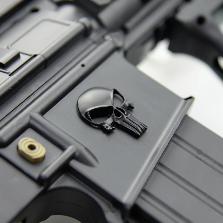 3D Punisher Skull Metal Sticker for Gun AR15 AK47 M4 M16 AR10 Glock G17 G19 G43x Airsoft Rifle Pistol Gun Accessories