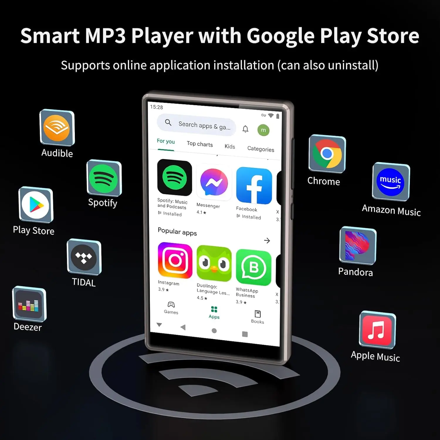 MP3 Player with Bluetooth and WiFi, Oilsky M501 80GB (64GB+16GB) Music Player, 1080P Android 9.0 MP4 Player Up to 512GB