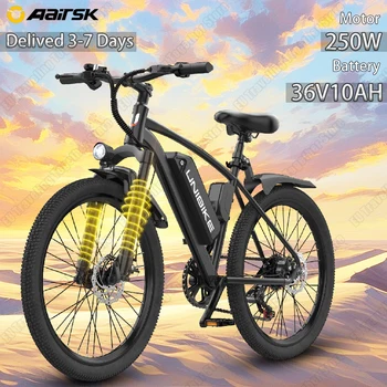 UNIBIKE Q7 Adulto Montagna E-bike 250W Motore 36V10Ah Batteria Pendolarismo Urbano Bicicletta Elettrica 26*1.95 Pneumatico Fuoristrada Bici Elettrica