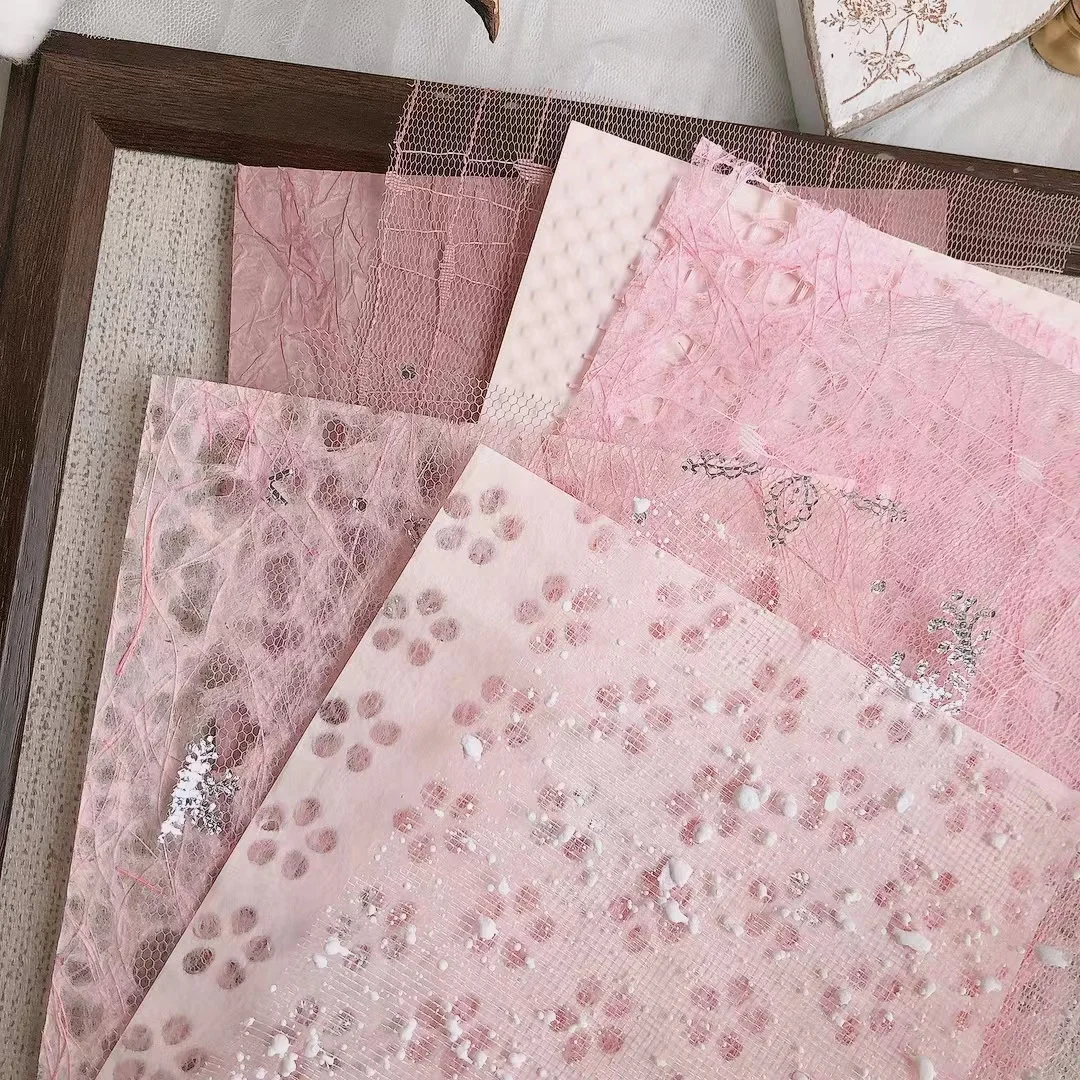 10Pcs A5 빈티지 스타일 거즈 특수 종이 혼합 재료 스크랩북 장식 종이 DIY 공예 콜라주 저널 티슈 페이퍼