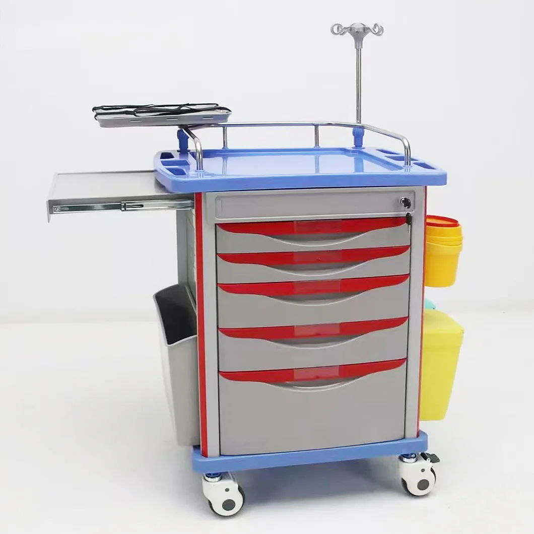 HET-75001B Clinic Cheap Mobile ABS Drugs Hospital Medical Crash Cart Plastic Emergency Medicine Trolley