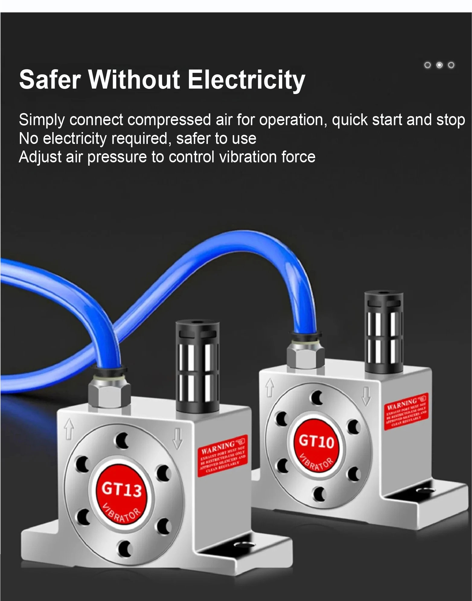GT13 GT16 Pneumatic Turbine Vibrator 304 Stainless Steel Corrosion Resistant Hig